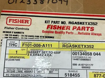 USED FISHER RGASKETX352