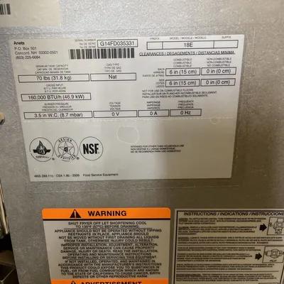 174-0192 Anets 18E Natural Gas Fryer with Dump Station