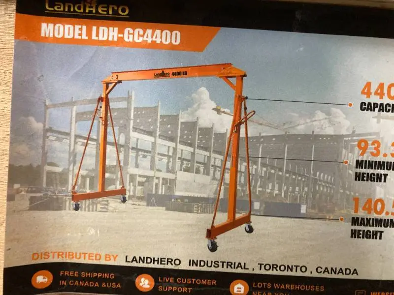 LandHero 4400-LB ADJUSTABLE HEIGHT ALL-STEEL GANTRY CRANE 2025