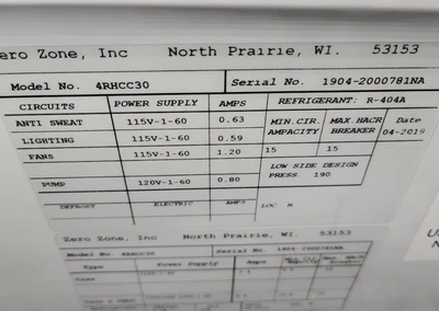 30-0024 Zero Zone 27 Door Hybrid Medium Temp Cooler and Low Temp Freezer Run