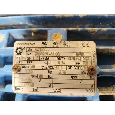 Used 5HP Nord Parallel Shaft Helical Gear Motor - 45RPM