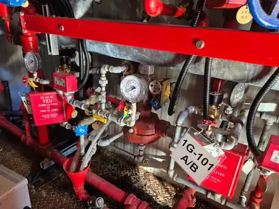 Containerized Foam Fire Suppression System w/ Deluge Valve, Potter Controls & Piping Manifold