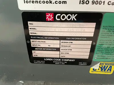 New | in-Stock 2025 COOK 445CCP-A Centrifugal Fans British Columbia CA | Lenmark #1488907