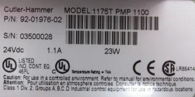 USED CUTLER HAMMER 1175T-PMP-1100 PANELMATE 92-01976-02 1175TPMP1100