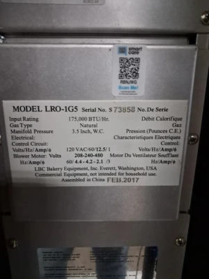 Used 2017 LBC LRO-1G5 Ovens California US | BakeryEquipment.com #1555292