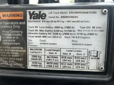 Used 2018 YALE ERC060VG 4-Wheel Sit down Electric Counterbalance Forklifts Illinois US | Somerset Equipment Sales #1542836