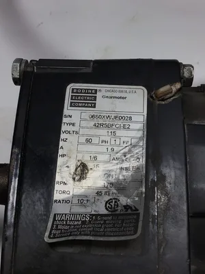Bodine 42R5BFCI-E2 Electric Gearmotor 1/6 HP 115V 170 RPM ratio 10:1