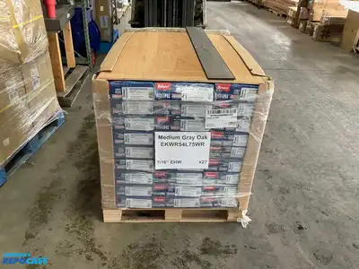 Pallet of 27 cases of Bruce Hydropel 5”x47” Oak Hardwood Flooring- Medium Gray Oak Approximately...