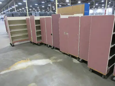 WOODEN ROLLING WAREHOUSE CARTS