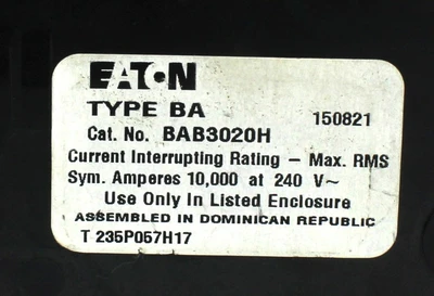 USED CUTLER-HAMMER BAB3020H