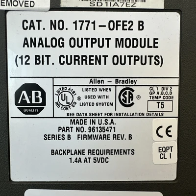 USED Allen-Bradley 1771-0FE2 B