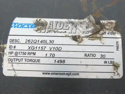 Morse Raider 262Q140L30 Worm Gearbox 30:1 Reducer 1.7Hp 58rpm LH 140TC