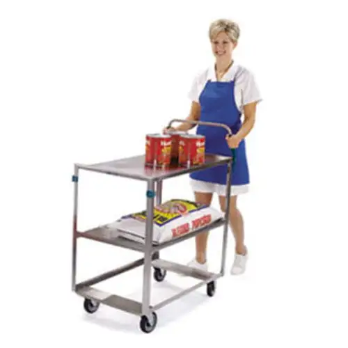 Lakeside 6820 2 Level Stainless Utility Cart w/ 500 lb Capacity, Raised Ledges