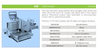 S.A.M. 308i Fully Automatic Slicing Machine and Stacker
