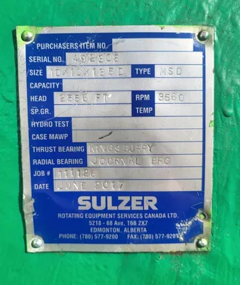 USED SULZER BINGHAM 10X10X13.5D MSD