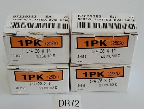 *NEW IN BOXES* LOT OF 100 18-8SS Sltd Oval Mach Sc 1/4-20x1" + Warranty!