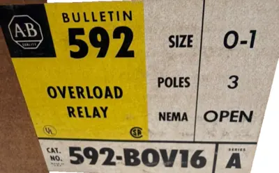 ALLEN BRADLEY 592-B0V16 OVERLOAD RELAY SER. A 592BOV16 NEW, SURPLUS
