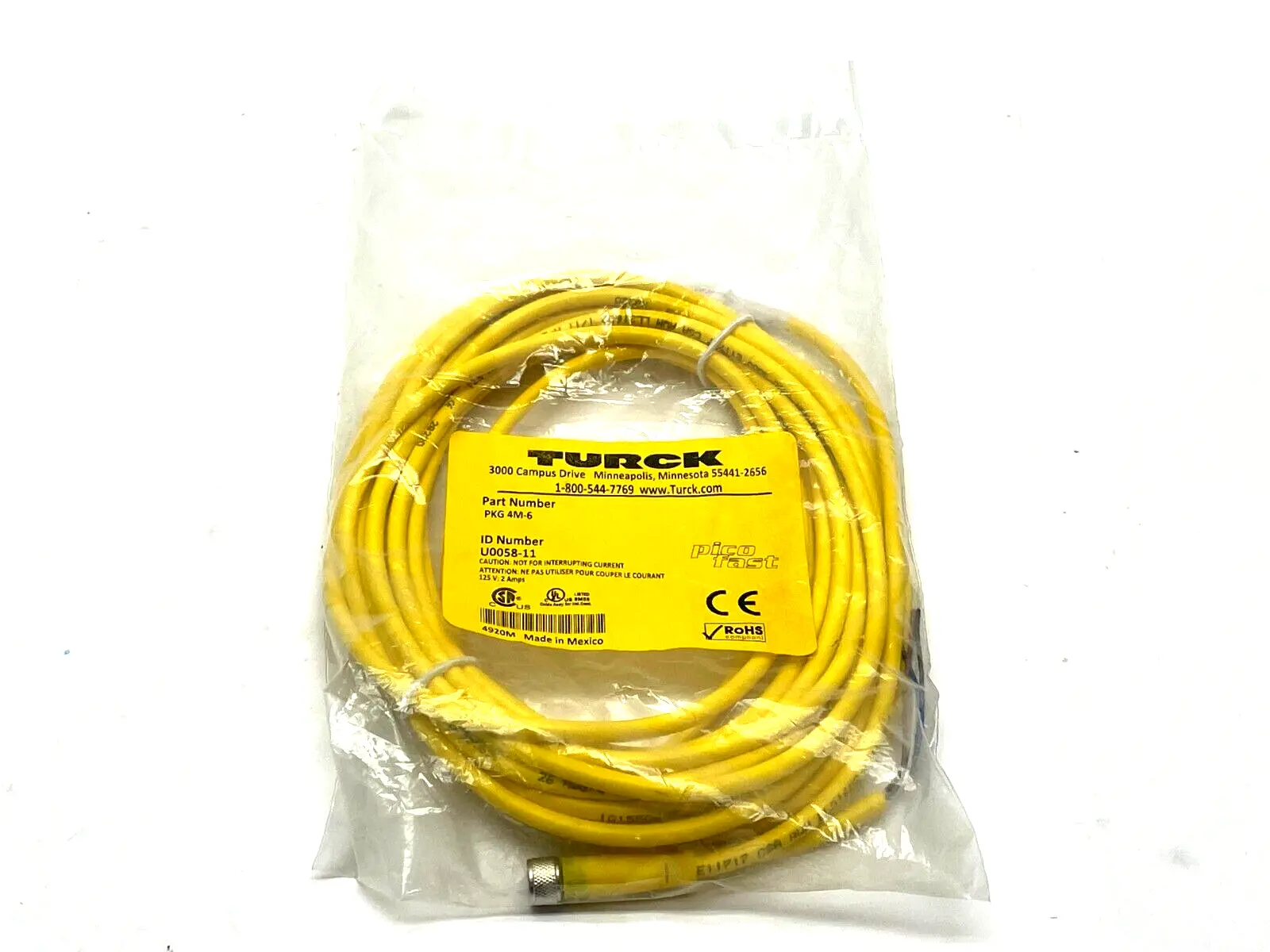 PKG 4M-6 | Turck  Single Ended Cordset 6m Length U0058-11 - New