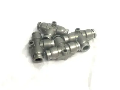 USED SMC UNION TEE FITTING, METAL, NICKEL-PLATED