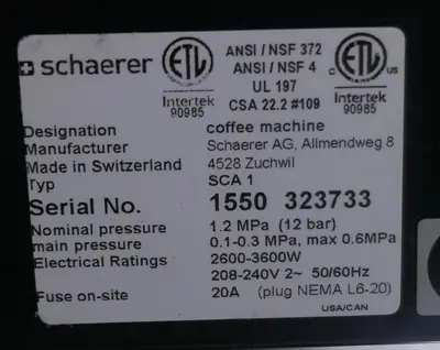 USED SCHAERER SCA-1