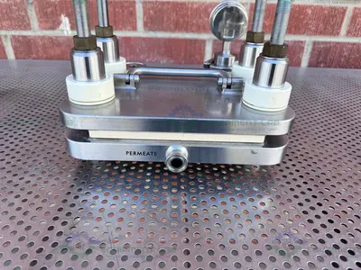 USED MILLIPORE PELLICON STAINLESS STEEL TFF CASSETTE HOLDER W/ GAUGE