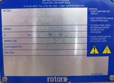 NEW ROTORK LA-2520-E-1-0.9-800-12D LINEAR ACTUATOR 120V .5HP LA2520E10980012D