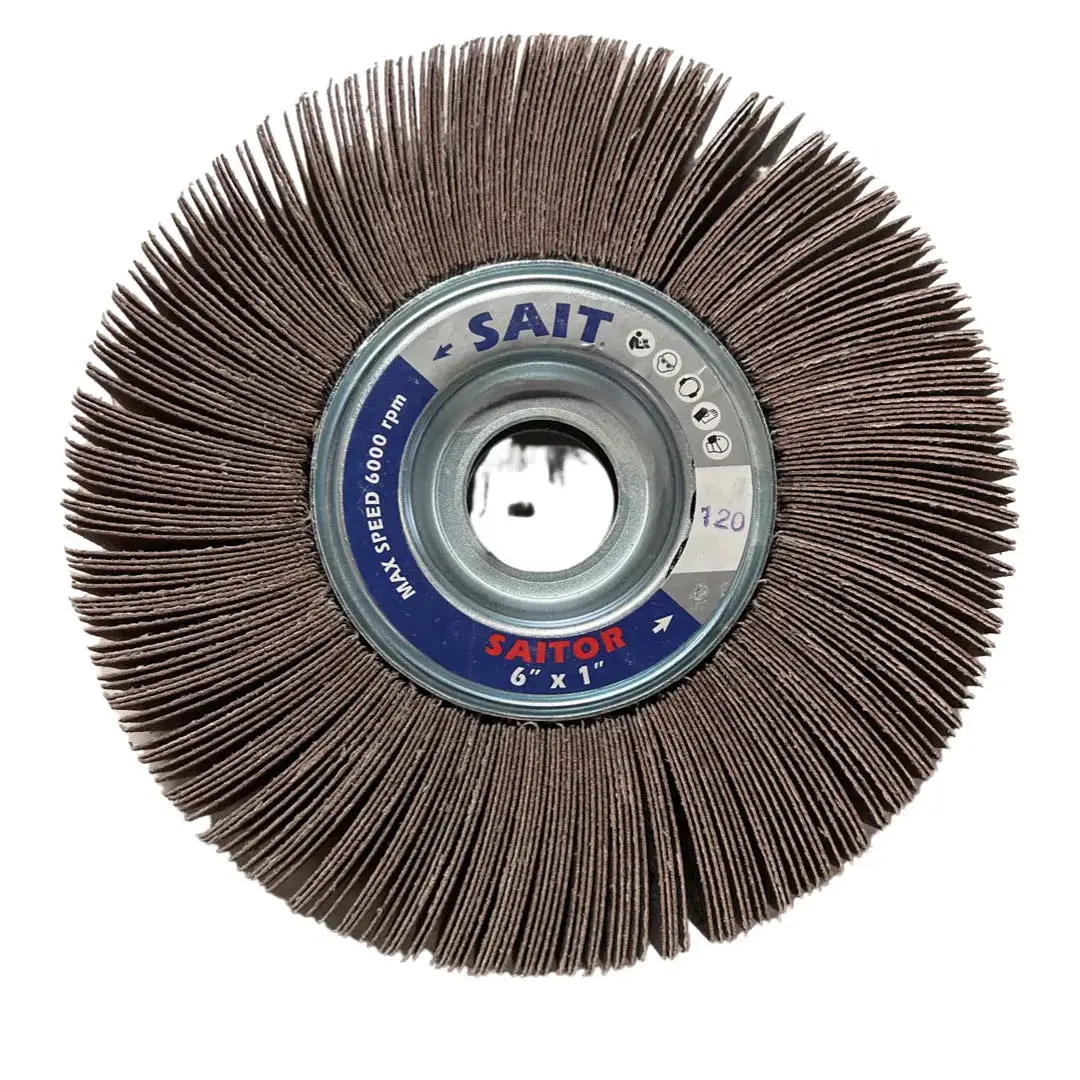 SAIT 6" x 1" x 1" Flap Wheel Aluminum Oxide 120 Grit Unmounted Sanding Wheel