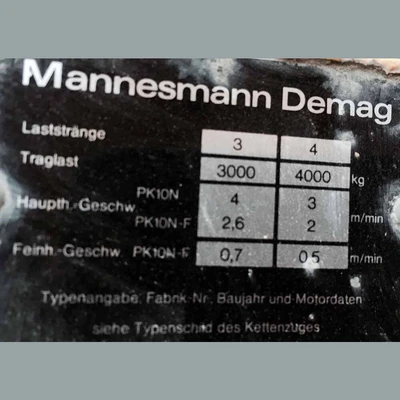 Demag 3,000 kg Overhead Electric Hoist