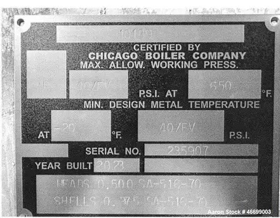 Used CHICAGO BOILER CO. _UNKNOWN_ Pressure Vessels Illinois US | Aaron Equipment #1547021