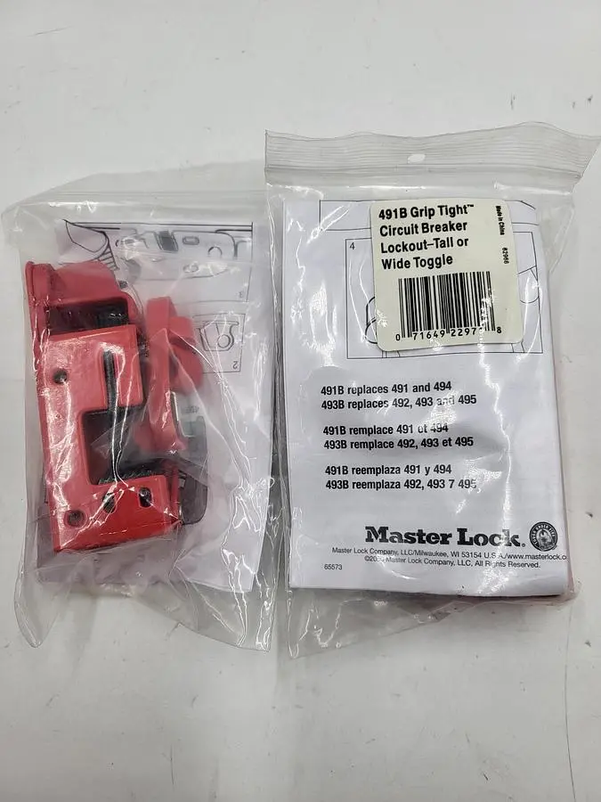 New | in-Stock MASTER LOCK MASTER LOCK 491B GRIP TIGHT CIRCUIT BREAKER LOCKOUT TALL OR WIDE TOGGLE *NEW IN BAG* Circuit Breakers | ND Industrial Surplus #1216589