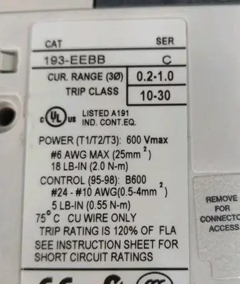Allen Bradley 193-EEBB/C Overload Relay Loc4B11