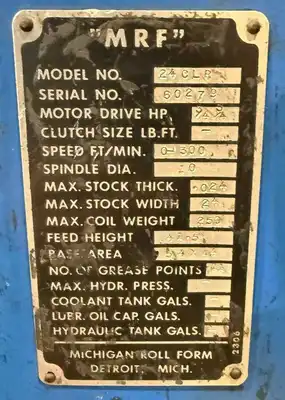 MICHIGAN ROLL FORM 24CLR Coilers / Reels | H.E. Phipps Co. Inc. (12)