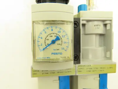 Festo MS4-LFR-1/4-D7-E-R-M-AS 1/4" Air Line Filter Regulator Lubricator Combo