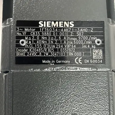 Used SIEMENS 1FT6034-4AK71-3AH0-Z Industrial Controls Ohio US | Surplus Asset Holdings #1550487