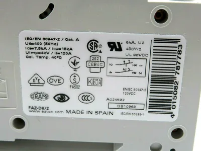 NEW EATON FAZ-D8/2 CIRCUIT BREAKER 8A 15KA 278778 FAZD82