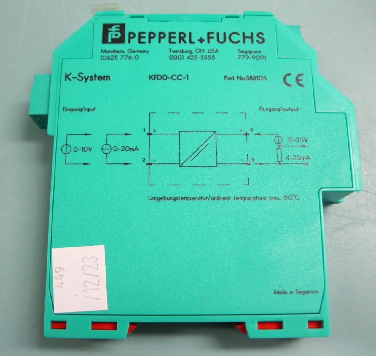 Pepperl+Fuchs KFD0-CC-1 Current/Voltage Converter F7