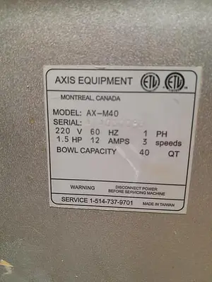 USED AXIS EQUIPMENT AX-M40; 40QT MIXER