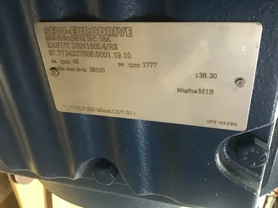 Sew Eurodrive KT97TDRN160L4RS Gear Drive / Speed Reducer 38.30:1 20 HP