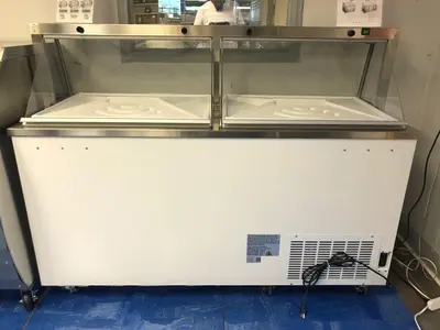 Elite 67 3/4" 12 Tub White Deluxe Ice Cream Dipping Cabinet