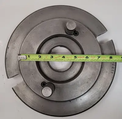 D1-6 LATHE CHUCK ADAPTER BACK PLATE, 10" DIAMETER, 2-1/4" THRU HOLE, 2 PINS