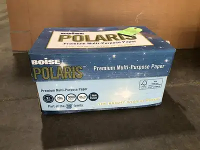 Polaris 8.5″ X 11″ 3-Hole Punch Multi-Purpose Letter Paper ; White -NIB of 5000