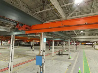 Cleveland Tramrail P&H 2 Ton Single Girder Underhung Bridge Crane 45' 10" Span