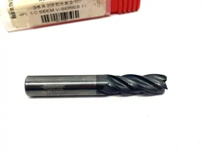 USED ACCUPRO SQUARE END MILL: 3/8" DIA, 1" LOC, 4 FLUTE, SOLID CARBIDE