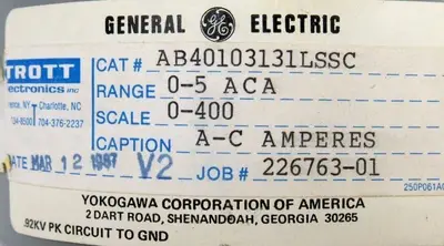 NEW GENERAL ELECTRIC AB40103131LSSC AMP METER