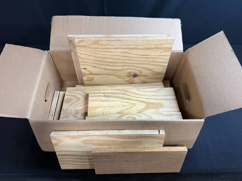 Box of Assorted Plywood Pieces