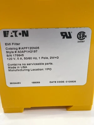 NEW EATON APF120N05 AUTOMATION POWERLINE FILTER 120V 5A 50/60HZ 1POLE