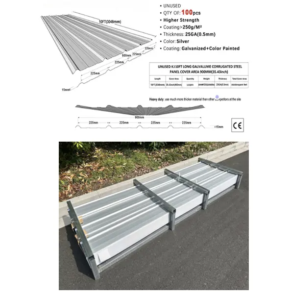 K0311 Unused 10FT Long Galvalume Corrugated Steel Panel