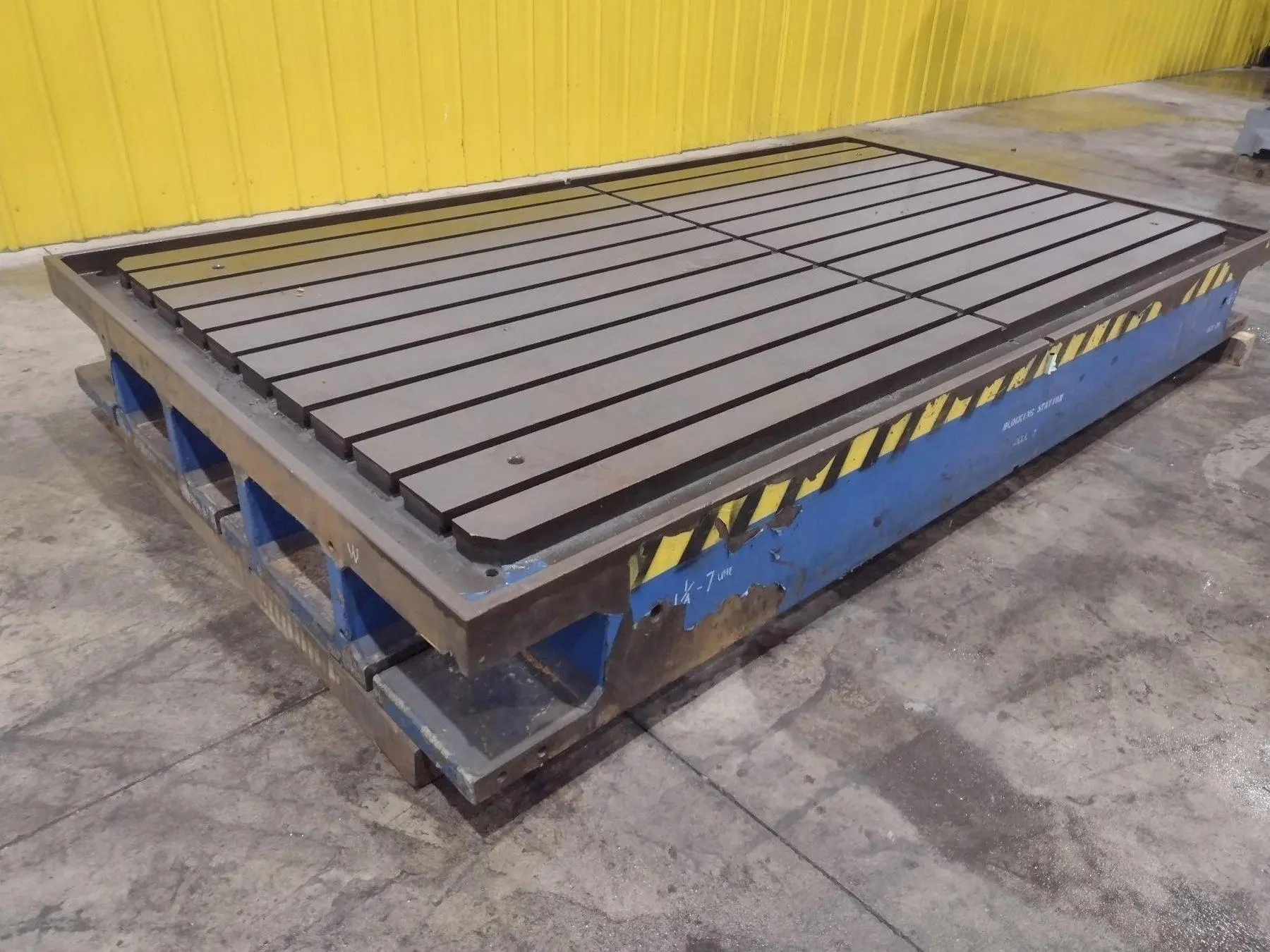 129" X 72" X 14" HIGH T-SLOTTED LAYOUT TABLE / BOLSTER PLATE: STOCK #22373