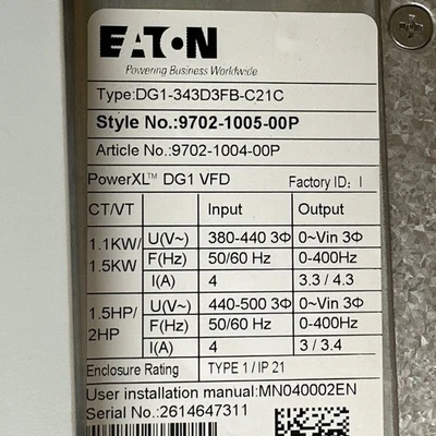 USED Eaton DG1343D3FBC21C