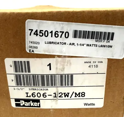 NEW PARKER L606-12W/M8 AIR LINE LUBRICATOR 1-1/2" L60612WM8